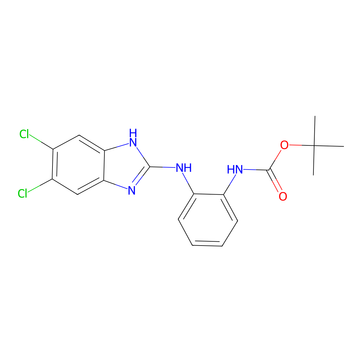 tert-butyl N-{2-[(5,6-dichloro-1H-1,3-benzodiazol-2-yl)amino]phenyl}carbamate molecular structure, CAS 1965305-71-8