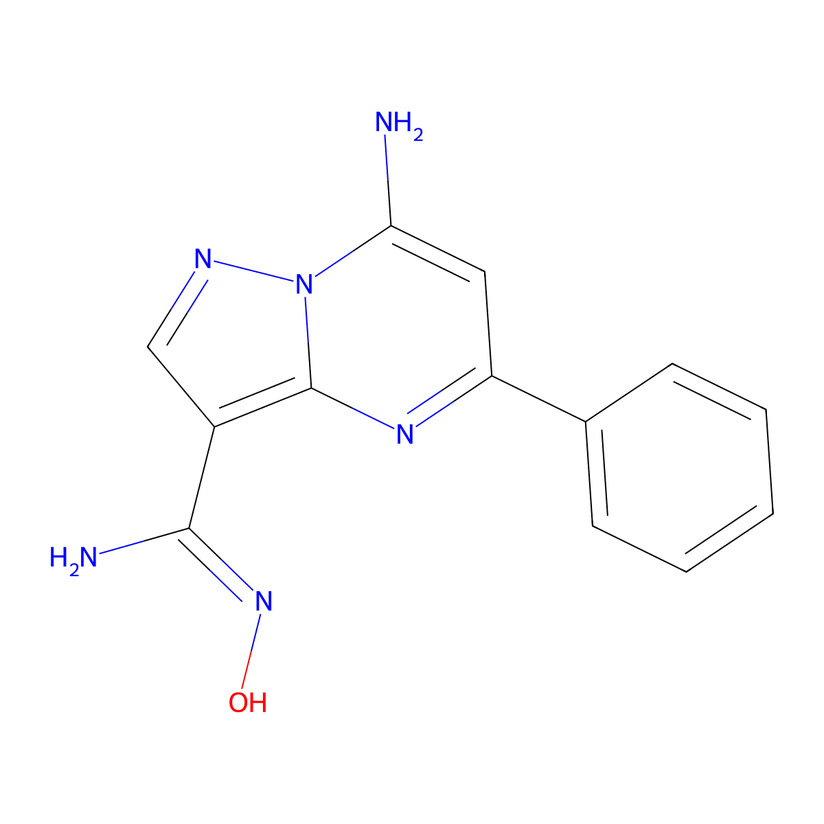 7-Amino-5-phenylpyrazolo[1,5-a]pyrimidine-3-carboxamidoxime molecular structure, CAS 1965308-69-3