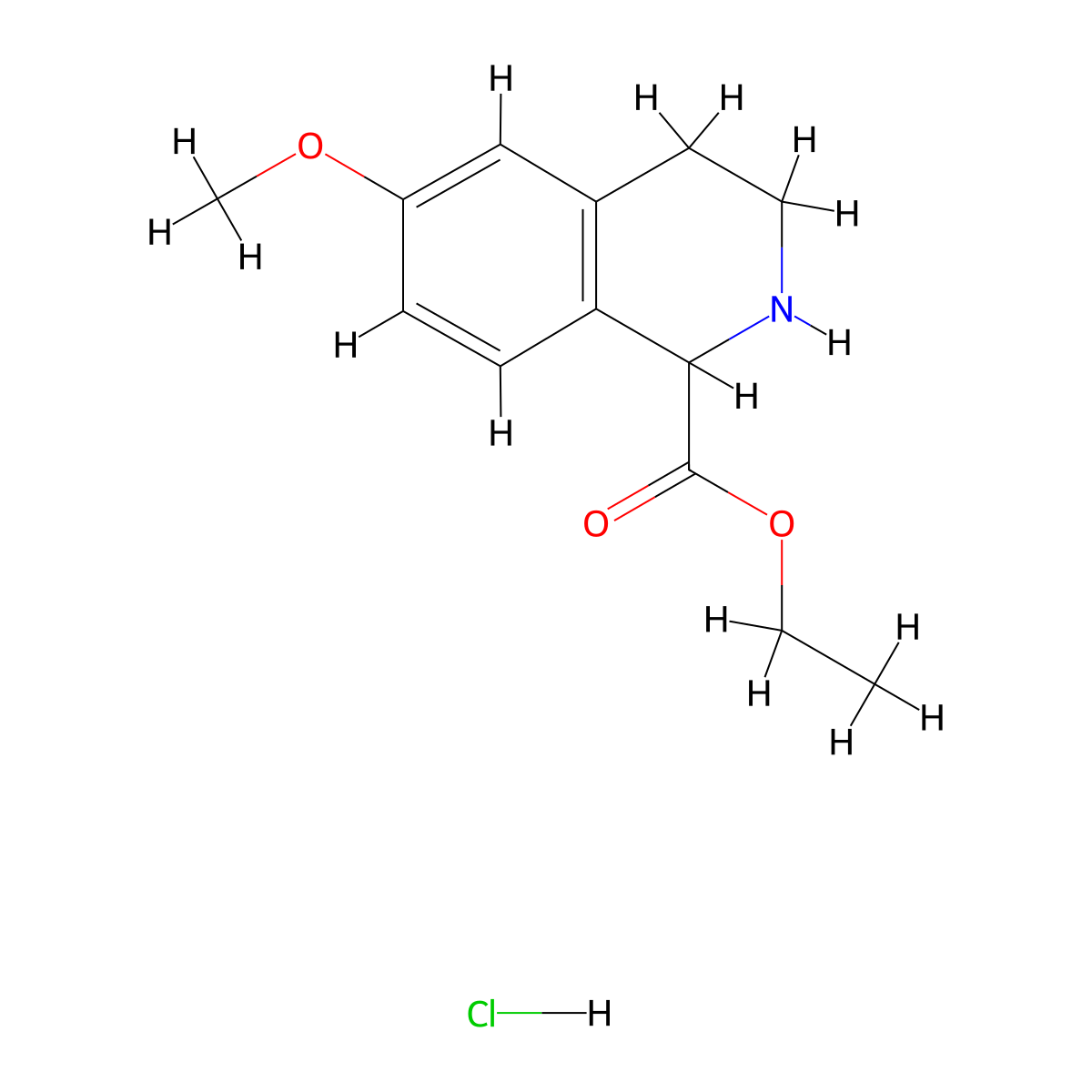 Ethyl 6-methoxy-1,2,3,4-tetrahydro-isoquinoline-1-carboxylate hydrochloride molecular structure, CAS 1965308-78-4