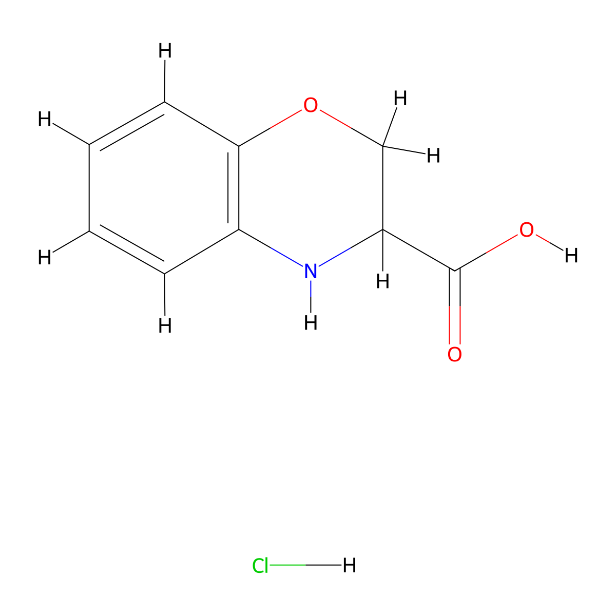3,4-Dihydro-2H-benzo[1,4]oxazine-3-carboxylic acid hydrochloride molecular structure, CAS 1965308-80-8