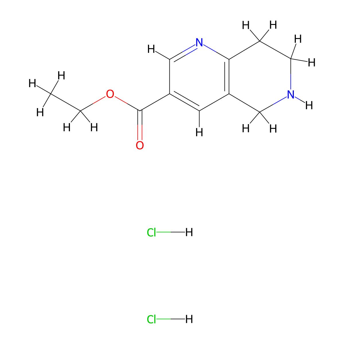 5,6,7,8-Tetrahydro-[1,6]naphthyridine-3-carboxylic acid ethyl ester dihydrochloride molecular structure, CAS 1965308-82-0