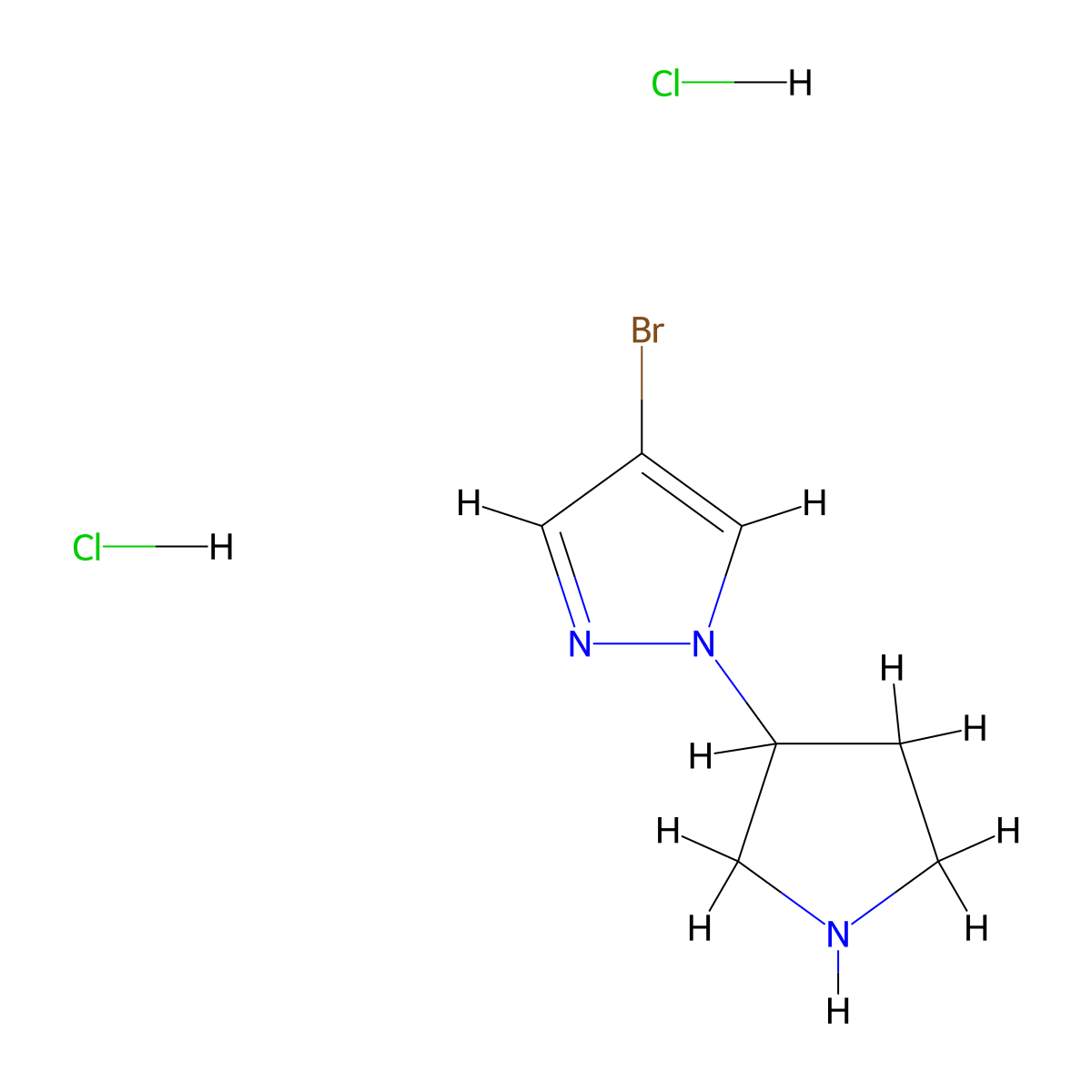 4-Bromo-1-pyrrolidin-3-yl-1H-pyrazole dihydrochloride molecular structure, CAS 1965308-85-3