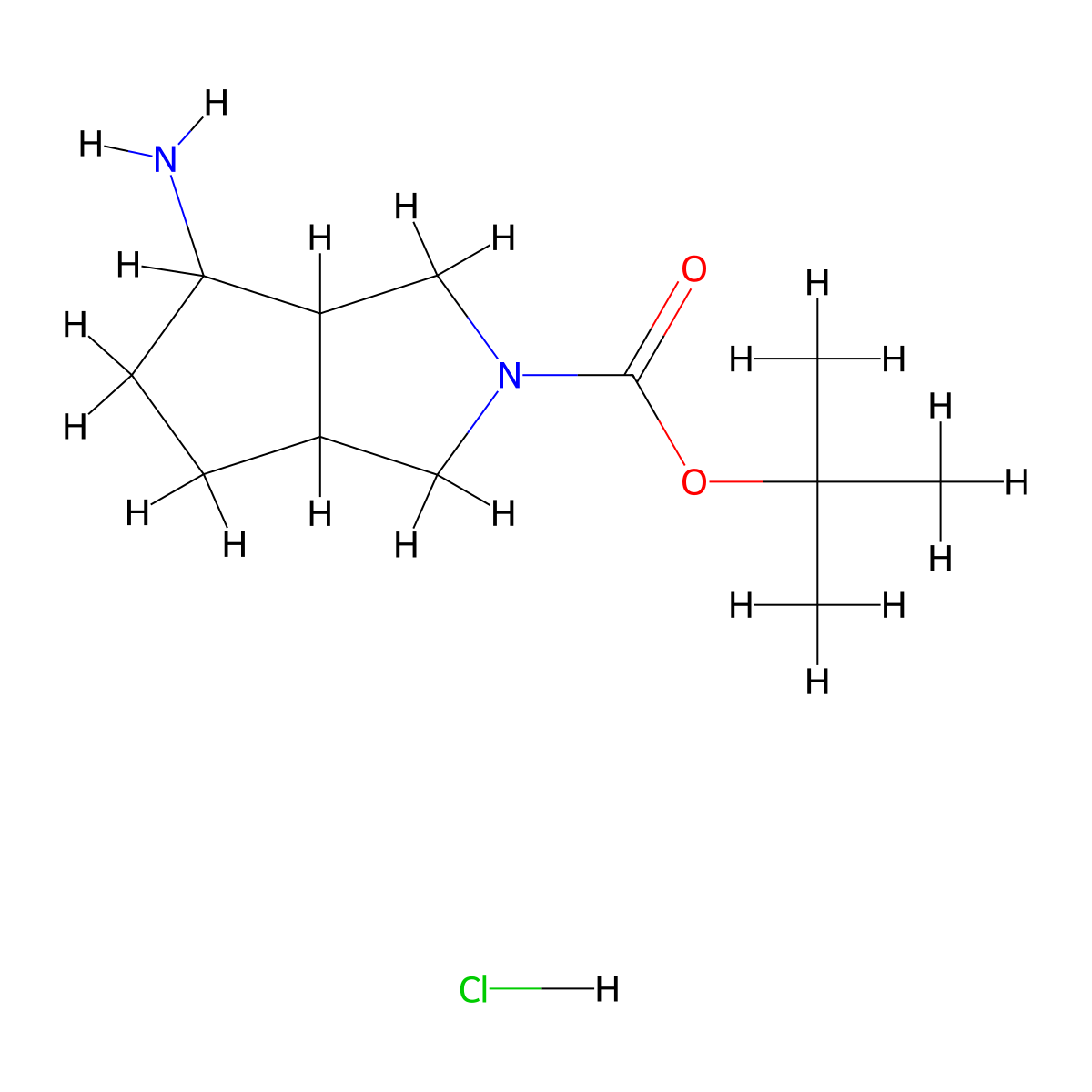 Tert-butyl 4-amino-octahydrocyclopenta(c)pyrrole-2-carboxylate hydrochloride molecular structure, CAS 1965308-86-4