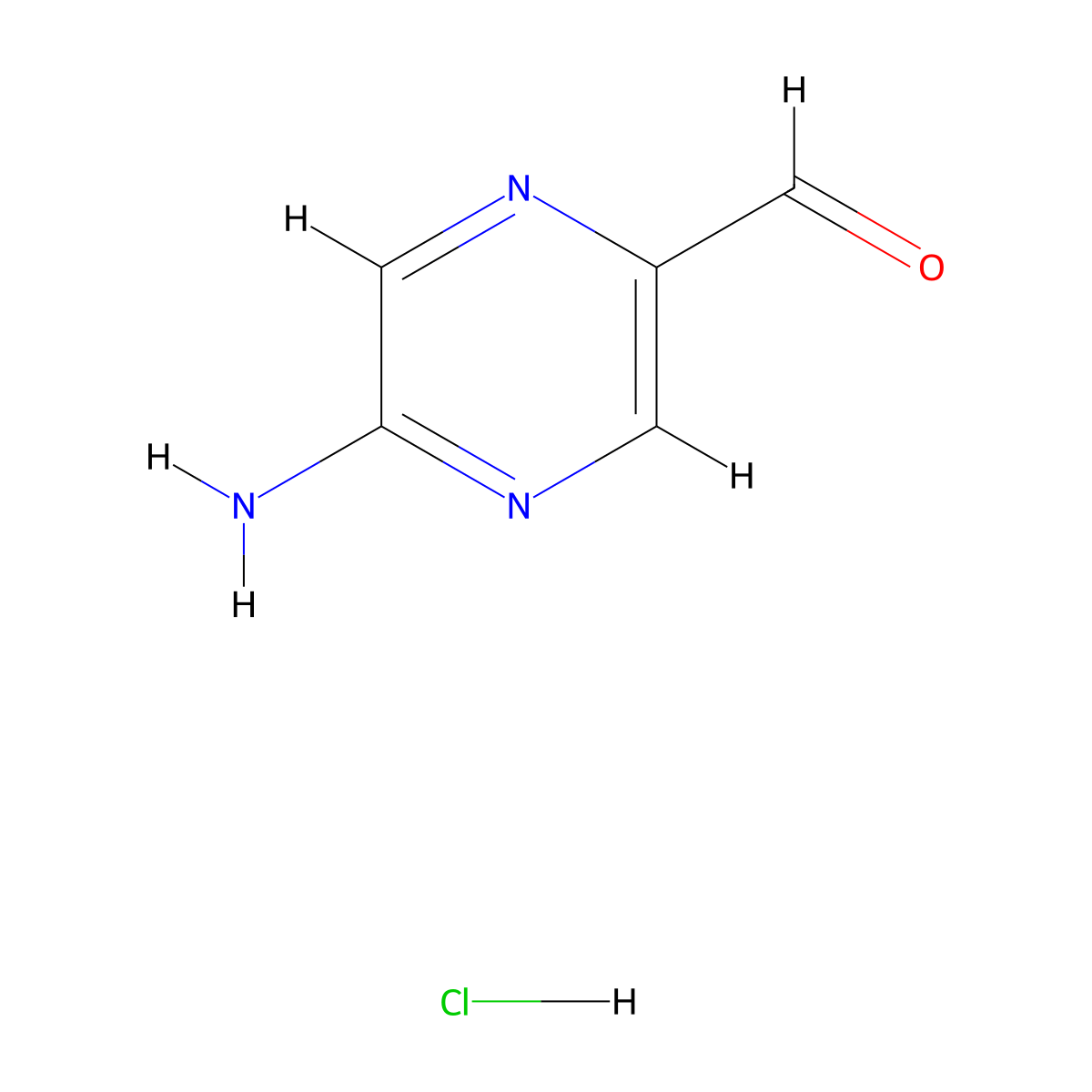 5-Aminopyrazine-2-carbaldehyde hydrochloride molecular structure, CAS 1965308-99-9