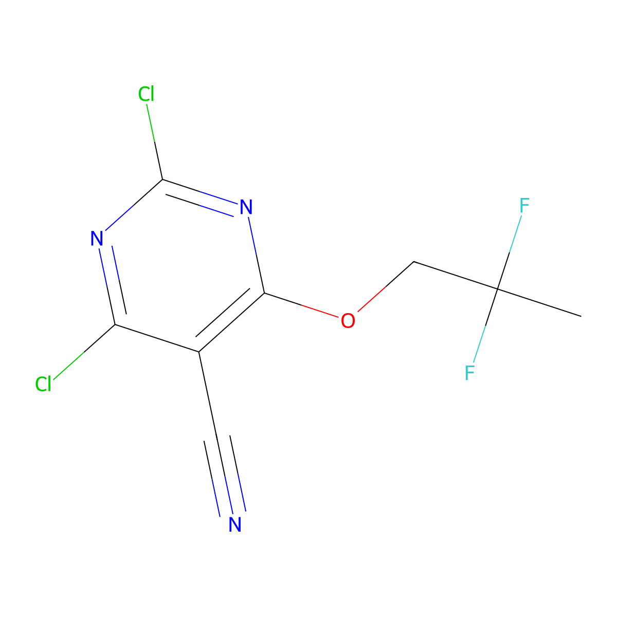 2,4-Dichloro-6-(2,2-difluoro-propoxy)-pyrimidine-5-carbonitrile molecular structure, CAS 1965309-20-9