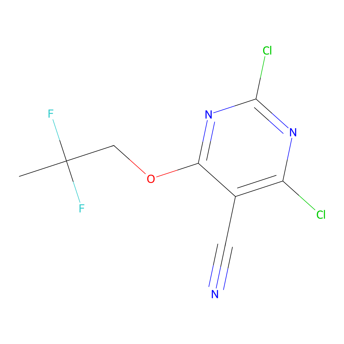 2,4-Dichloro-6-(2,2-difluoro-propoxy)-pyrimidine-5-carbonitrile molecular structure, CAS 1965309-20-9