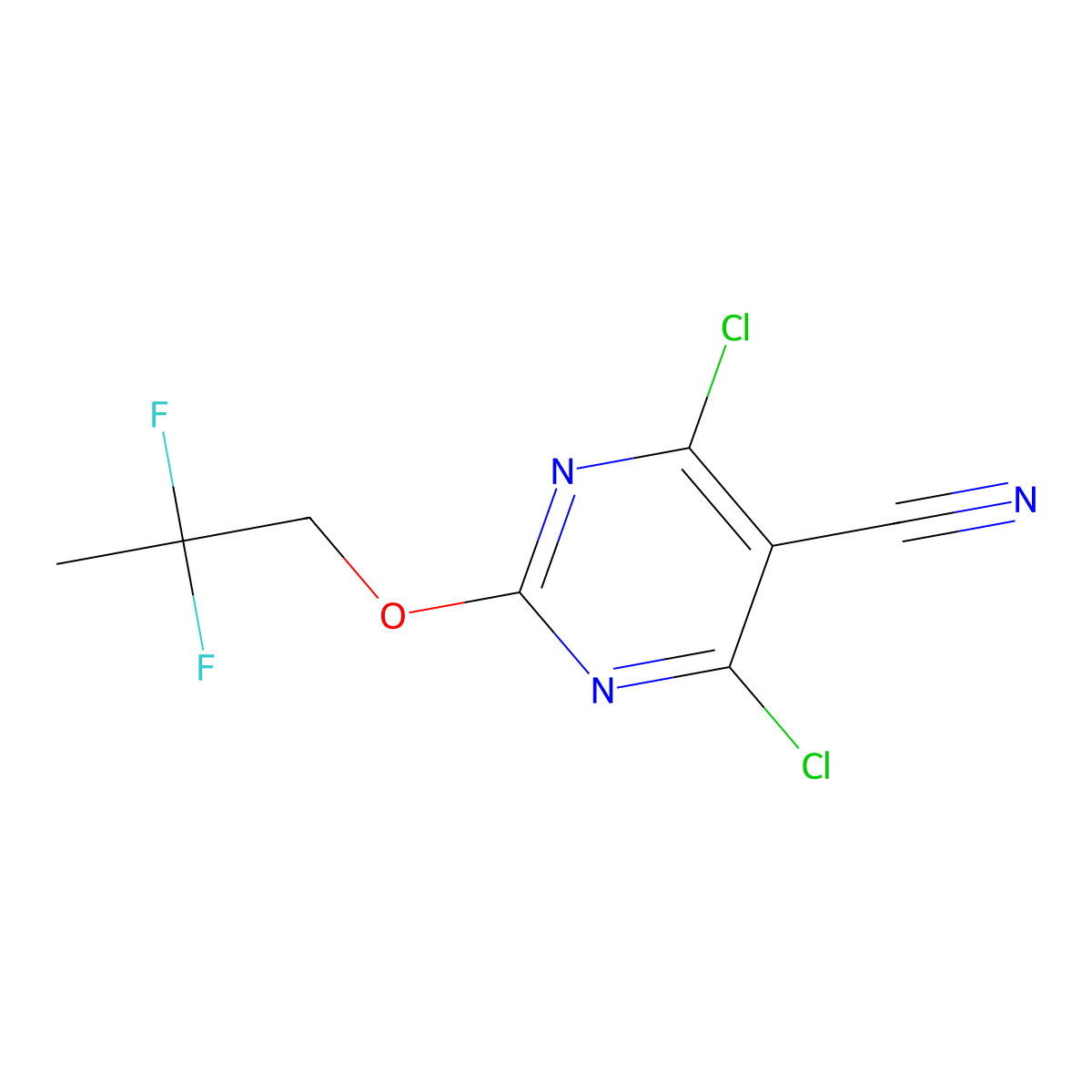 4,6-Dichloro-2-(2,2-difluoro-propoxy)-pyrimidine-5-carbonitrile molecular structure, CAS 1965309-21-0