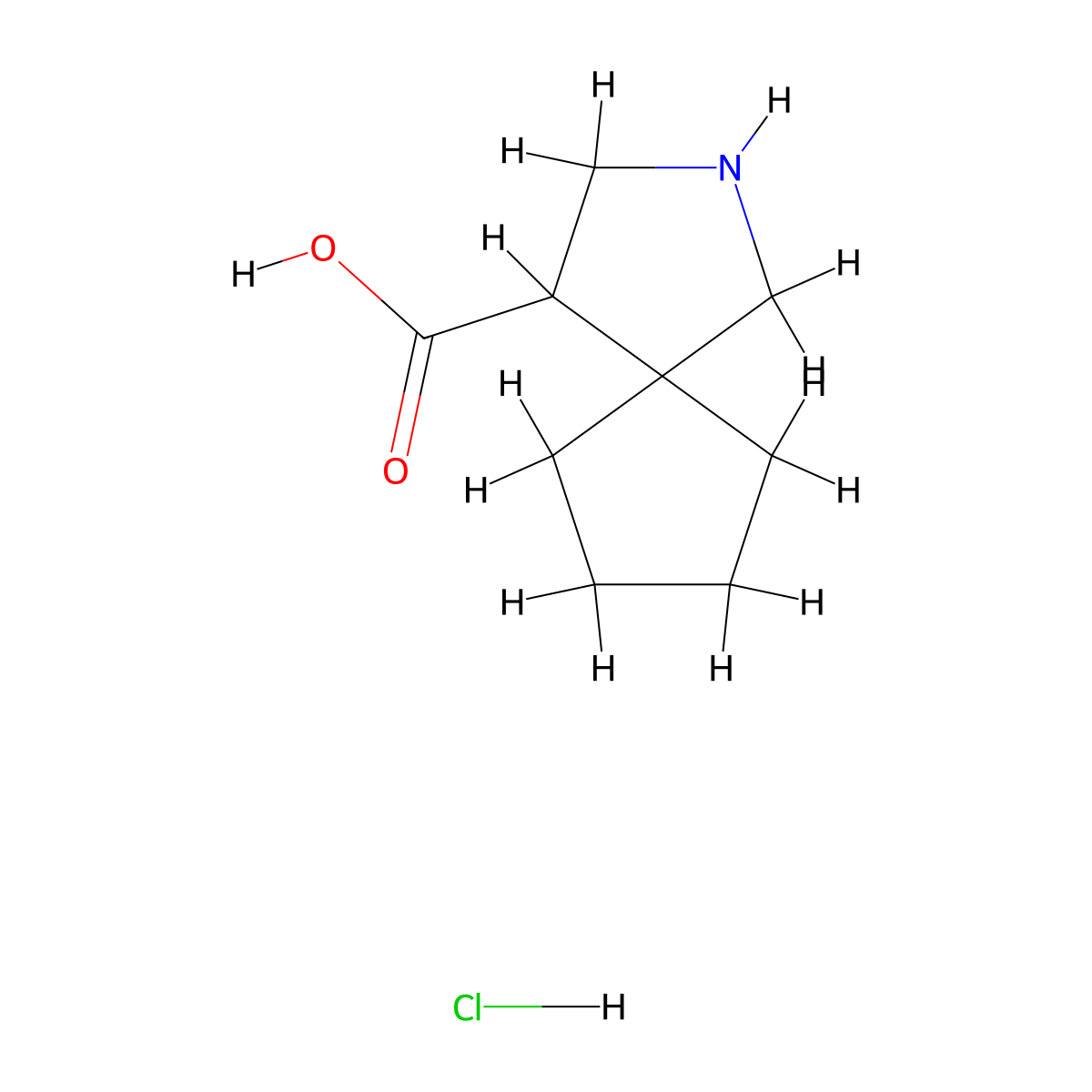 2-Aza-spiro[4.4]nonane-4-carboxylic acid hydrochloride molecular structure, CAS 1965309-22-1