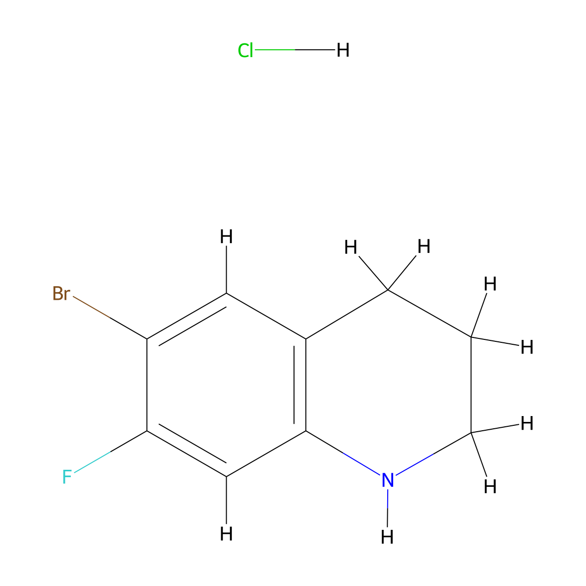 6-Bromo-7-fluoro-1,2,3,4-tetrahydroquinoline hydrochloride molecular structure, CAS 1965309-30-1