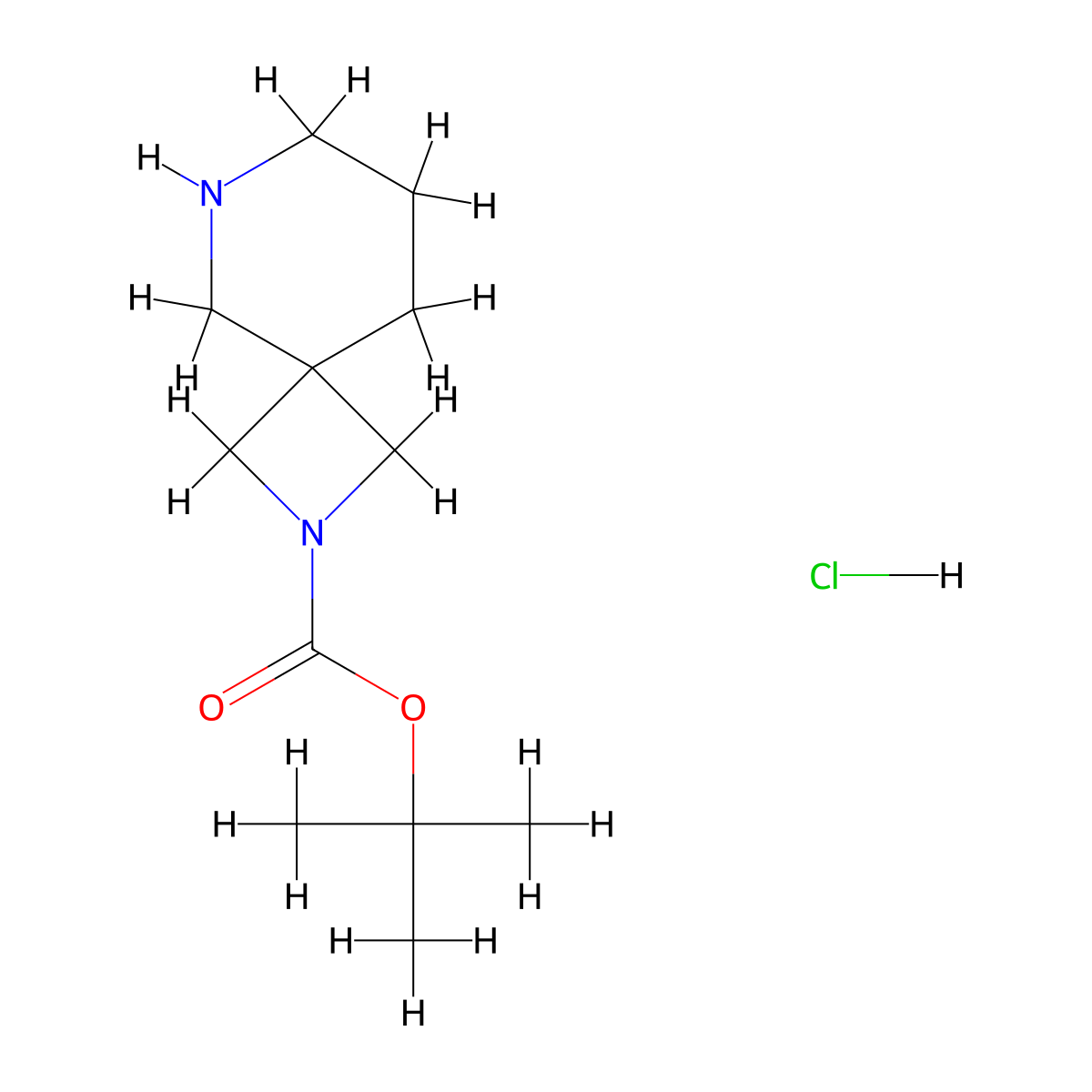 tert-Butyl 2,6-diazaspiro[3.5]nonane-2-carboxylate hydrochloride molecular structure, CAS 1965309-45-8