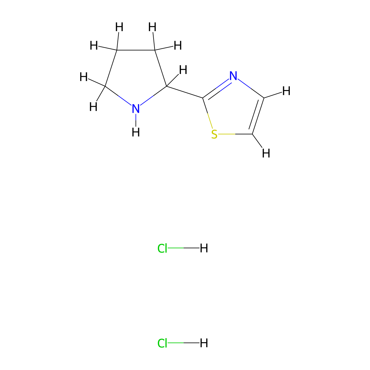 2-(Pyrrolidin-2-yl)-1,3-thiazole dihydrochloride molecular structure, CAS 1965309-49-2