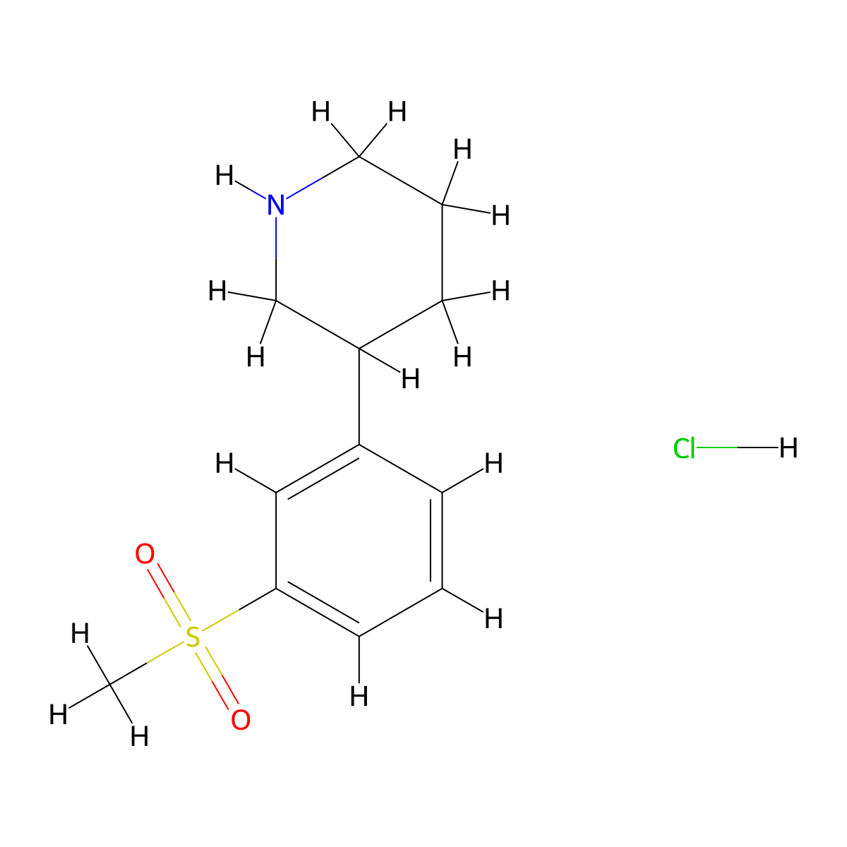 3-(3-Methanesulfonyl-phenyl)-piperidine hydrochloride molecular structure, CAS 1965309-56-1