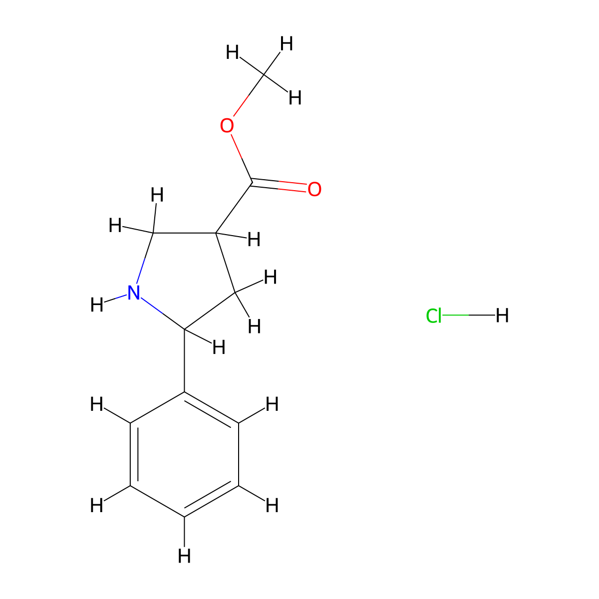Methyl 5-phenyl-pyrrolidine-3-carboxylate hydrochloride molecular structure, CAS 1965309-63-0