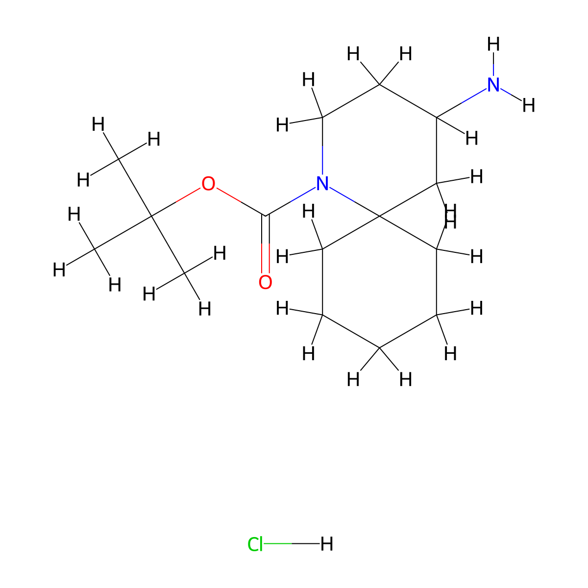 Tert-butyl 4-amino-1-azaspiro[5.5]undecane-1-carboxylate hydrochloride molecular structure, CAS 1965309-66-3