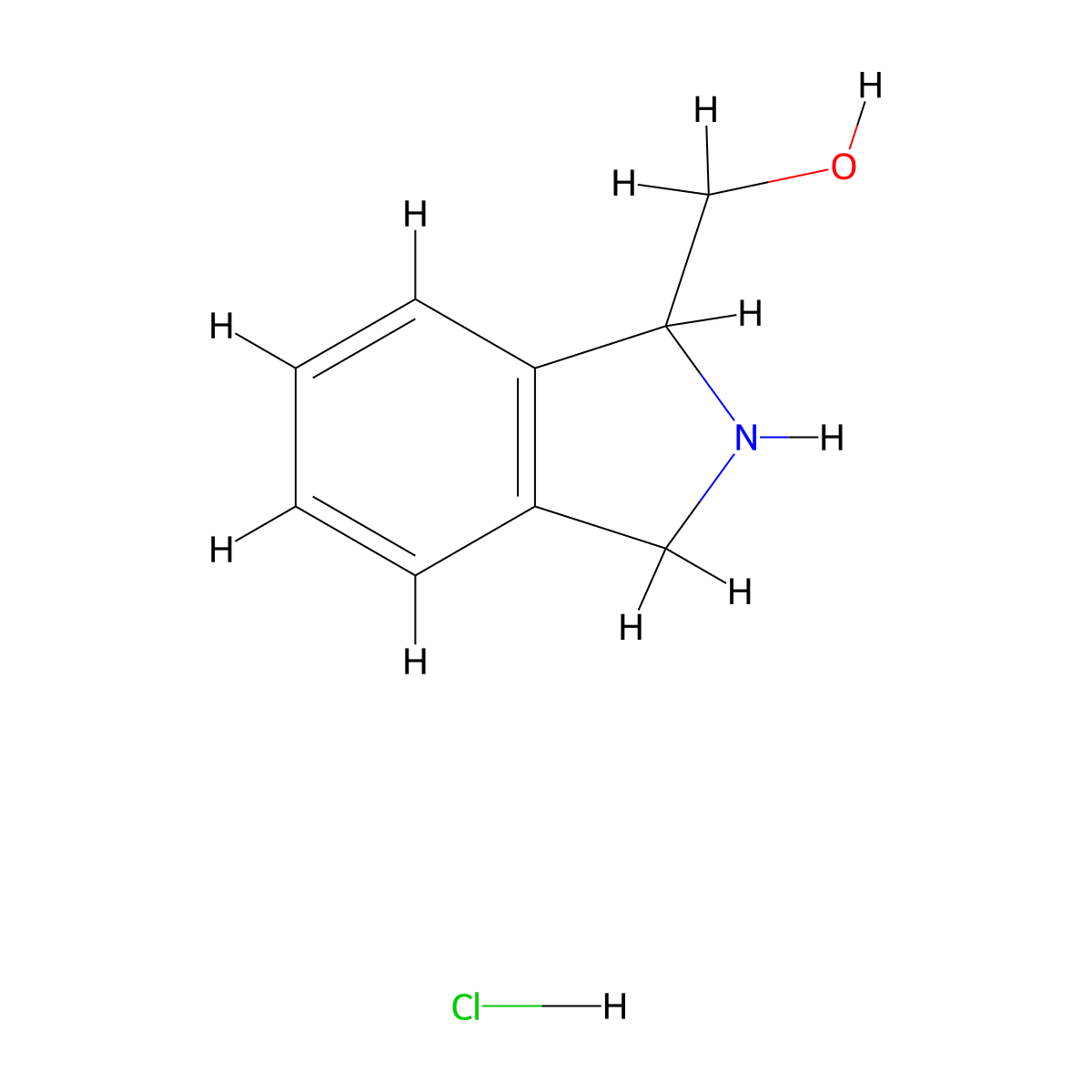 (2,3-dihydro-1H-isoindol-1-yl)methanol hydrochloride molecular structure, CAS 1965309-67-4