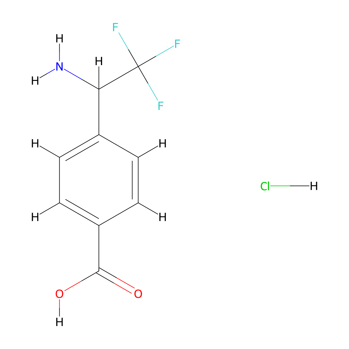 4-(1-Amino-2,2,2-trifluoro-ethyl)-benzoic acid hydrochloride molecular structure, CAS 1965309-68-5