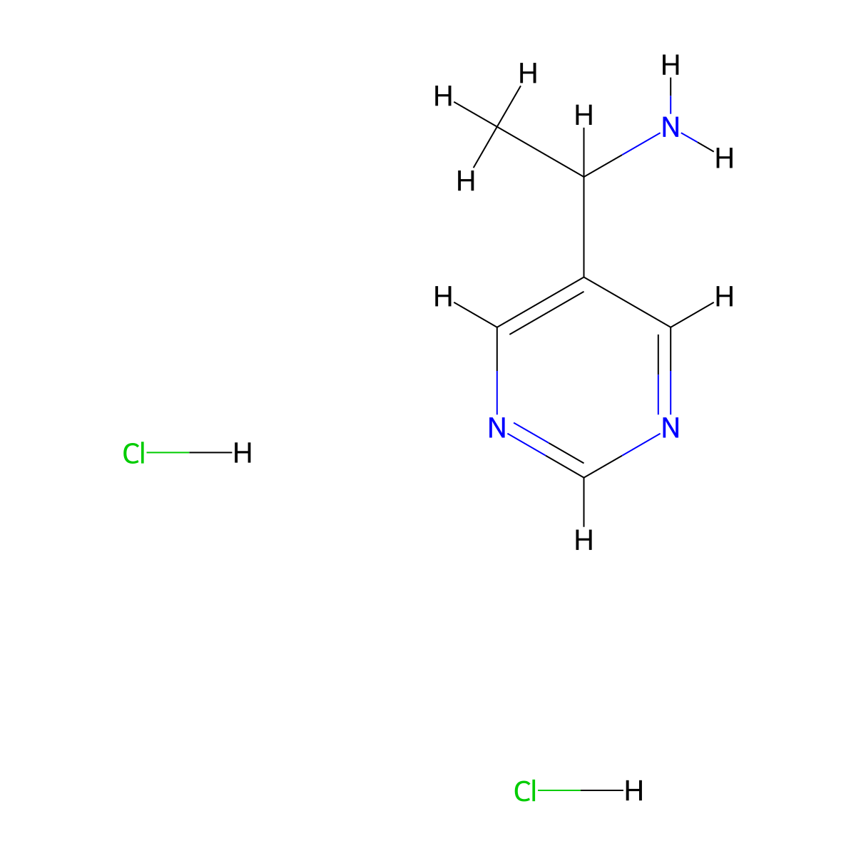 1-(Pyrimidin-5-yl)ethan-1-amine dihydrochloride molecular structure, CAS 1965309-74-3