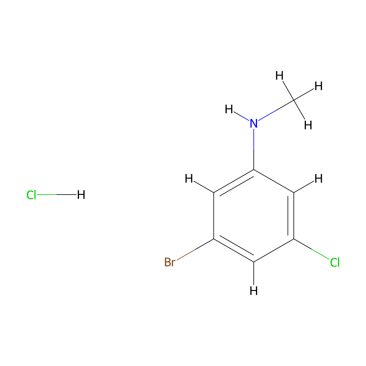 3-bromo-5-chloro-N-methylaniline hydrochloride molecular structure, CAS 1965309-78-7