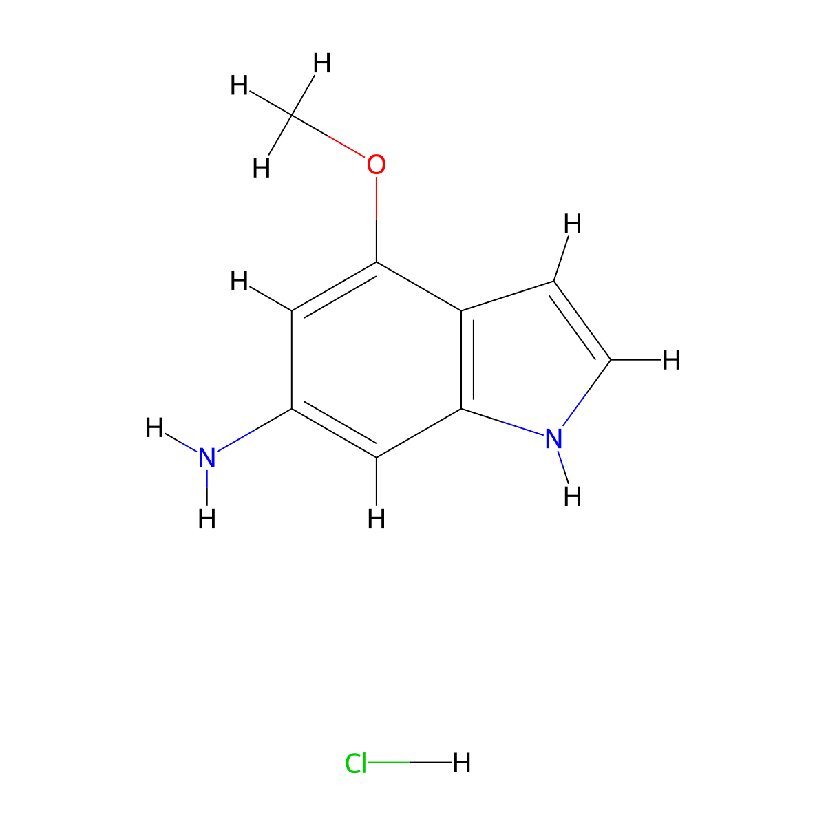 4-Methoxy-1H-indol-6-ylamine hydrochloride molecular structure, CAS 1965309-82-3