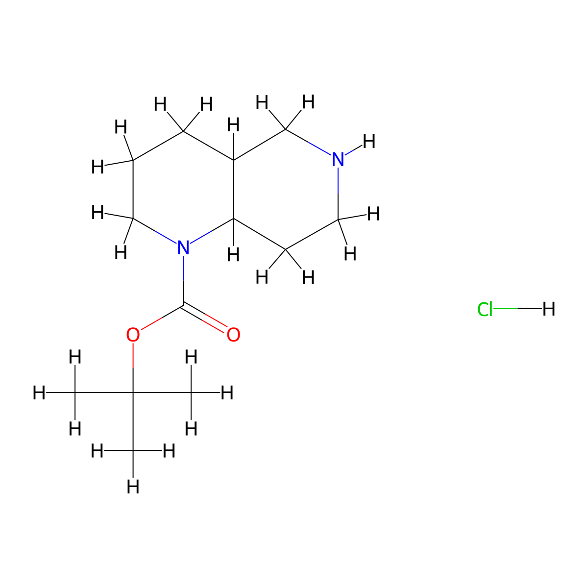 Tert-butyl decahydro-1,6-naphthyridine-1-carboxylate hydrochloride molecular structure, CAS 1965309-93-6