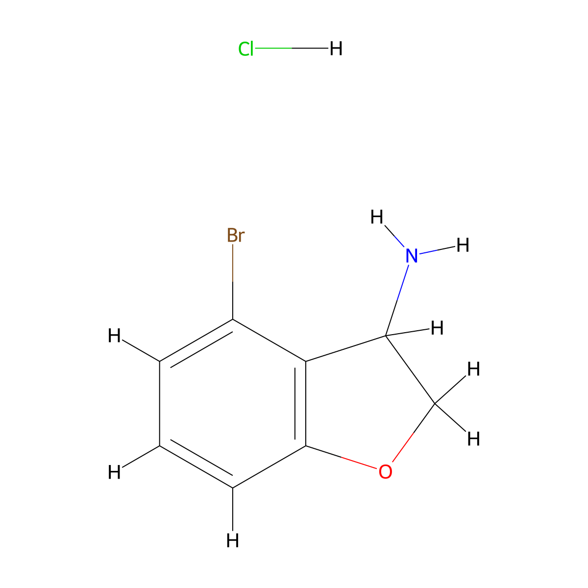 4-Bromo-2,3-dihydro-benzofuran-3-ylamine hydrochloride molecular structure, CAS 1965309-98-1