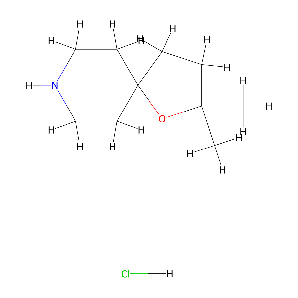 2,2-Dimethyl-1-oxa-8-aza-spiro[4.5]decane hydrochloride molecular structure, CAS 1965310-00-2