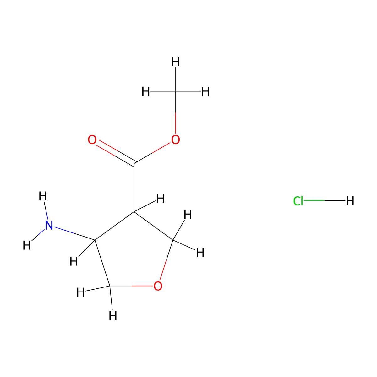 4-Amino-tetrahydro-furan-3-carboxylic acid methyl ester hydrochloride molecular structure, CAS 1965310-11-5