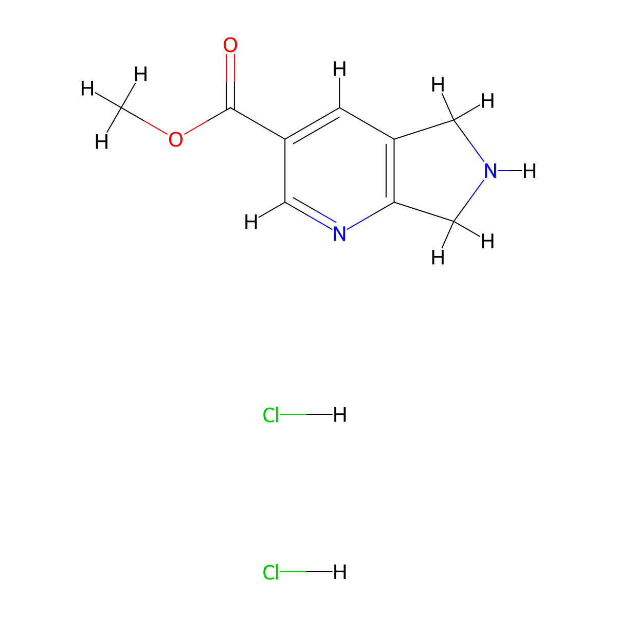 6,7-Dihydro-5H-pyrrolo[3,4-b]pyridine-3-carboxylic acid methyl ester dihydrochloride molecular structure, CAS 1965310-13-7