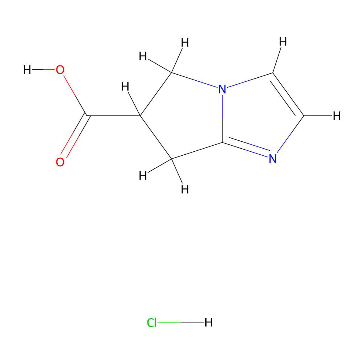 5H,6H,7H-pyrrolo(1,2-a)imidazole-6-carboxylic acid hydrochloride molecular structure, CAS 1965310-16-0