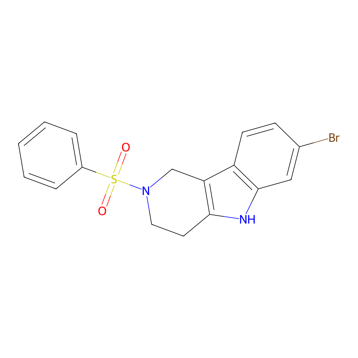 2-Benzenesulfonyl-7-bromo-2,3,4,5-tetrahydro-1H-pyrido[4,3-b]indole molecular structure, CAS 1965310-18-2