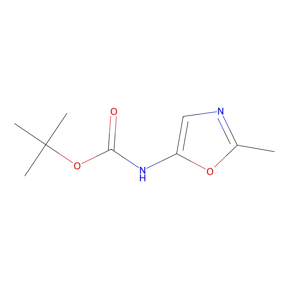 tert-butyl N-(2-methyl-1,3-oxazol-5-yl)carbamate molecular structure, CAS 1965310-19-3