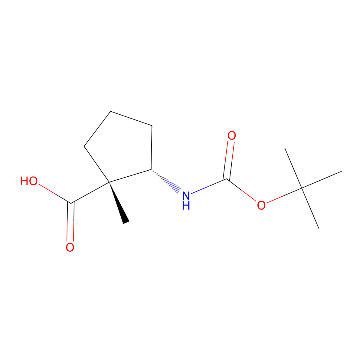 Rel-(1R,2S)-2-((tert-butoxycarbonyl)amino)-1-methylcyclopentane-1-carboxylic acid molecular structure, CAS 1965310-30-8