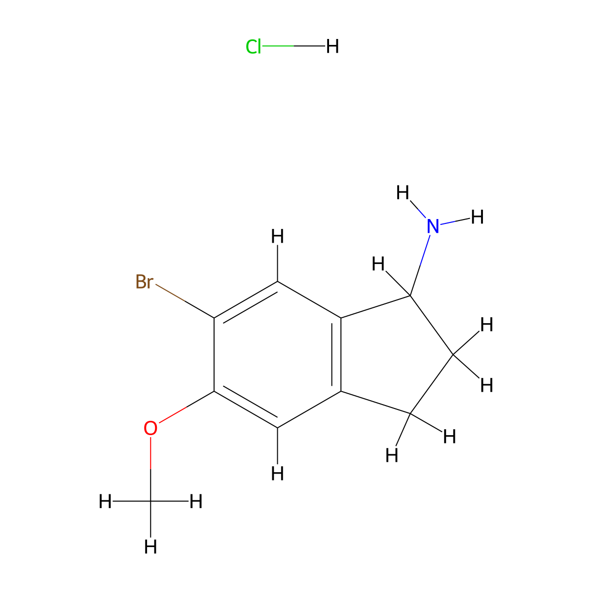 6-Bromo-5-methoxy-indan-1-ylamine hydrochloride molecular structure, CAS 1965310-31-9