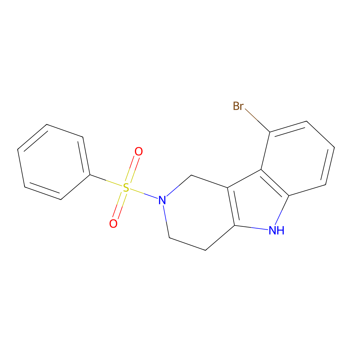 2-Benzenesulfonyl-9-bromo-2,3,4,5-tetrahydro-1H-pyrido[4,3-b]indole molecular structure, CAS 1965310-47-7