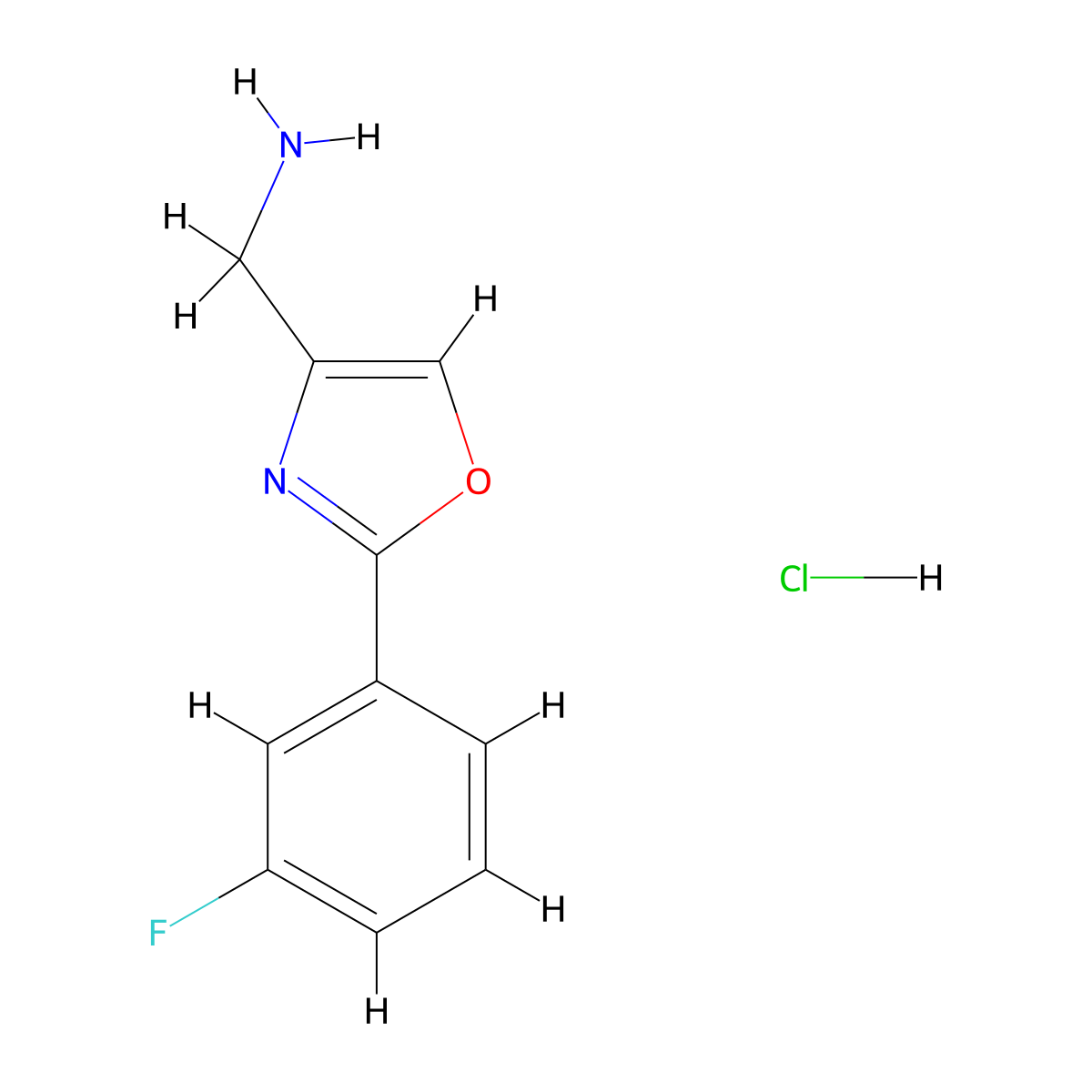 2-(3-Fluoro-phenyl)-oxazol-4-yl-methylamine hydrochloride molecular structure, CAS 1965310-48-8