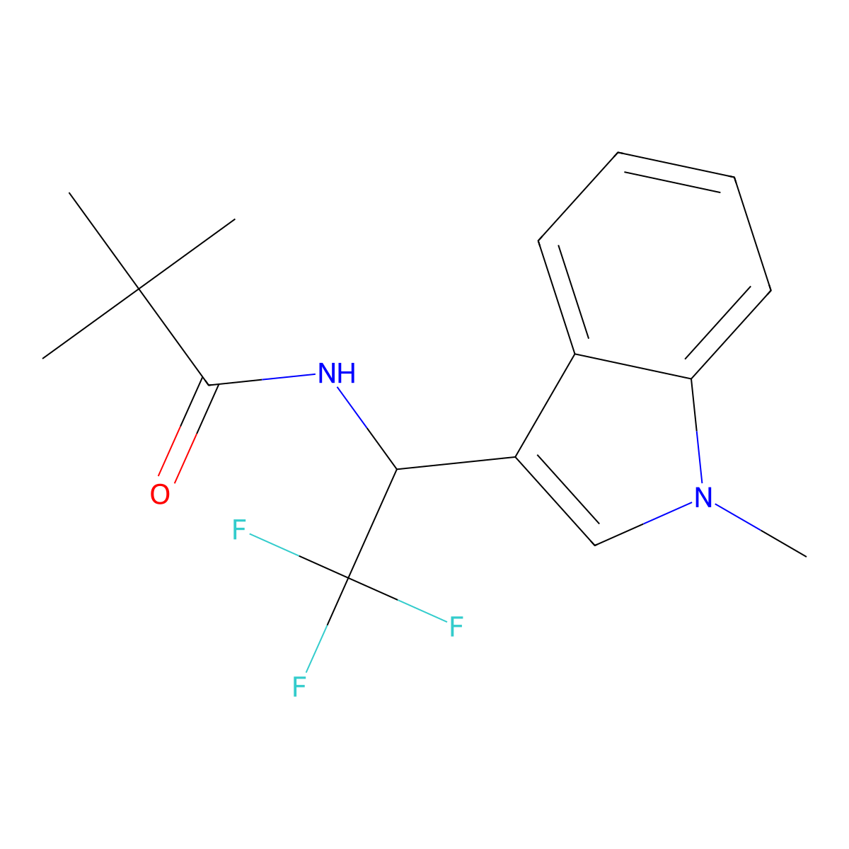 2,2-Dimethyl-N-[(1S)-2,2,2-trifluoro-1-(1-methyl-1H-indol-3-yl)ethyl]propanamide molecular structure, CAS 1965314-47-9
