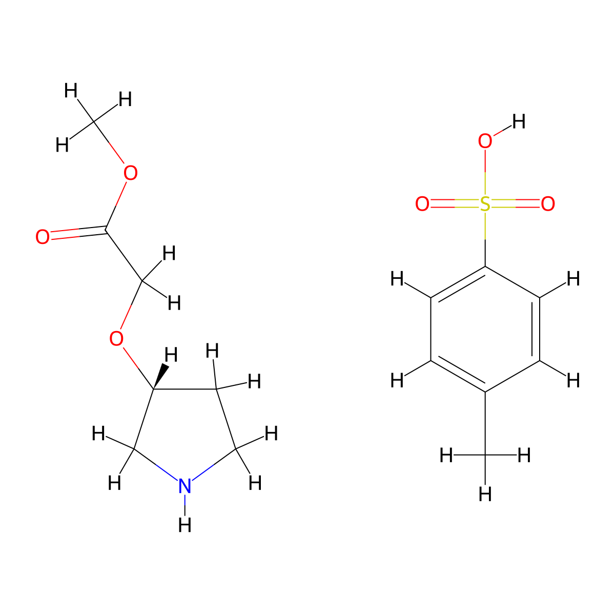 (R)-Methyl 2-(pyrrolidin-3-yloxy)acetate 4-methylbenzenesulfonate molecular structure, CAS 1965314-51-5