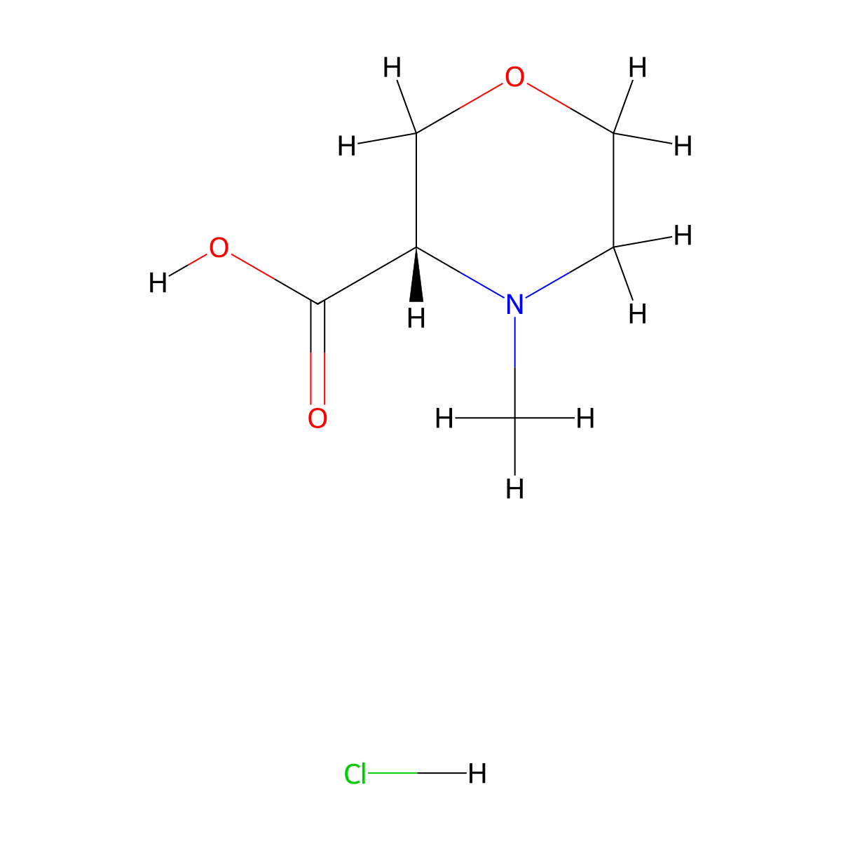 (3S)-4-Methyl-3-morpholinecarboxylic acid hydrochloride molecular structure, CAS 1965314-55-9