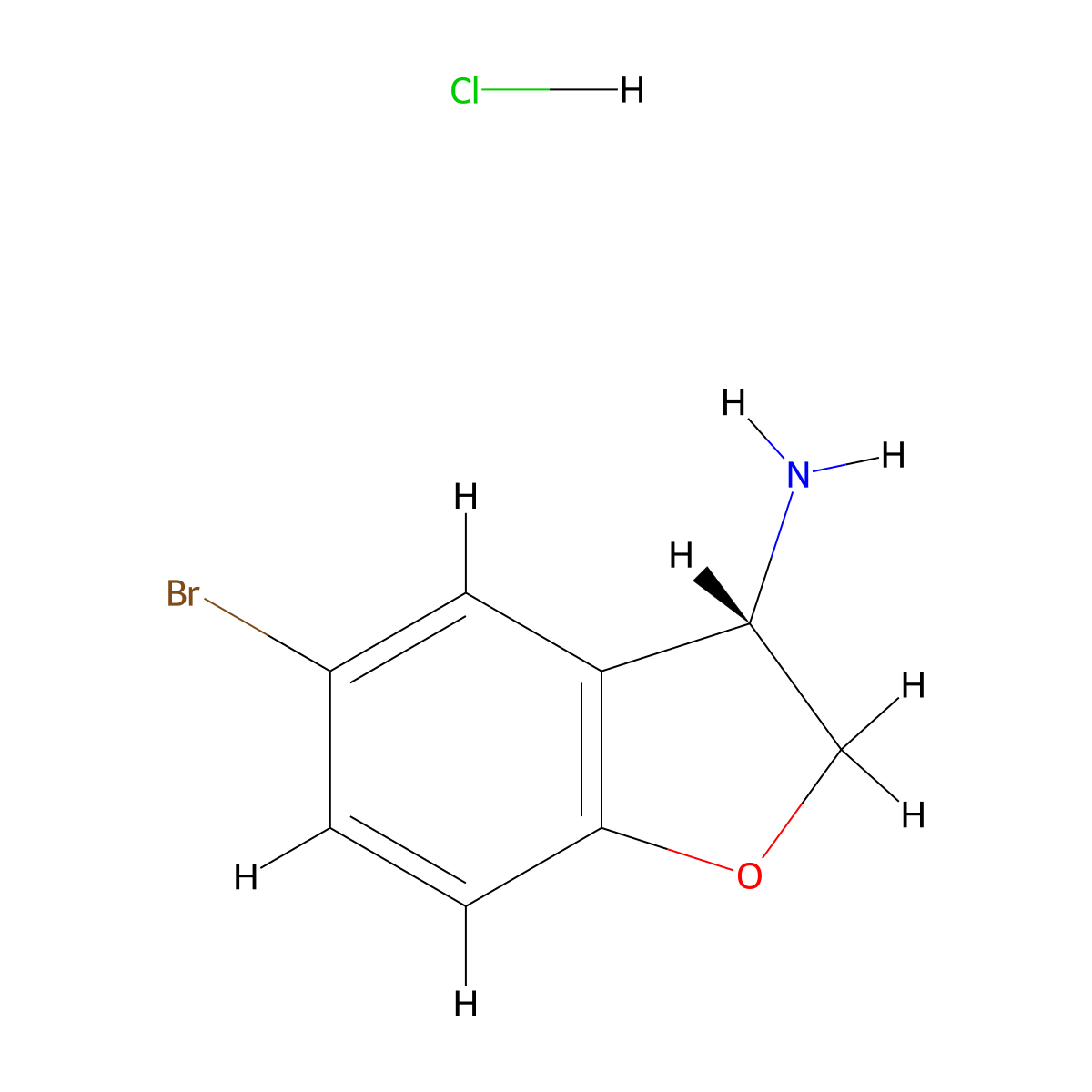 (S)-5-Bromo-2,3-dihydro-benzofuran-3-ylamine hydrochloride molecular structure, CAS 1965314-59-3