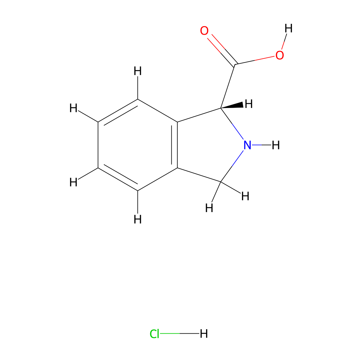 (R)-isoindoline-1-carboxylic acid hydrochloride molecular structure, CAS 1965314-61-7
