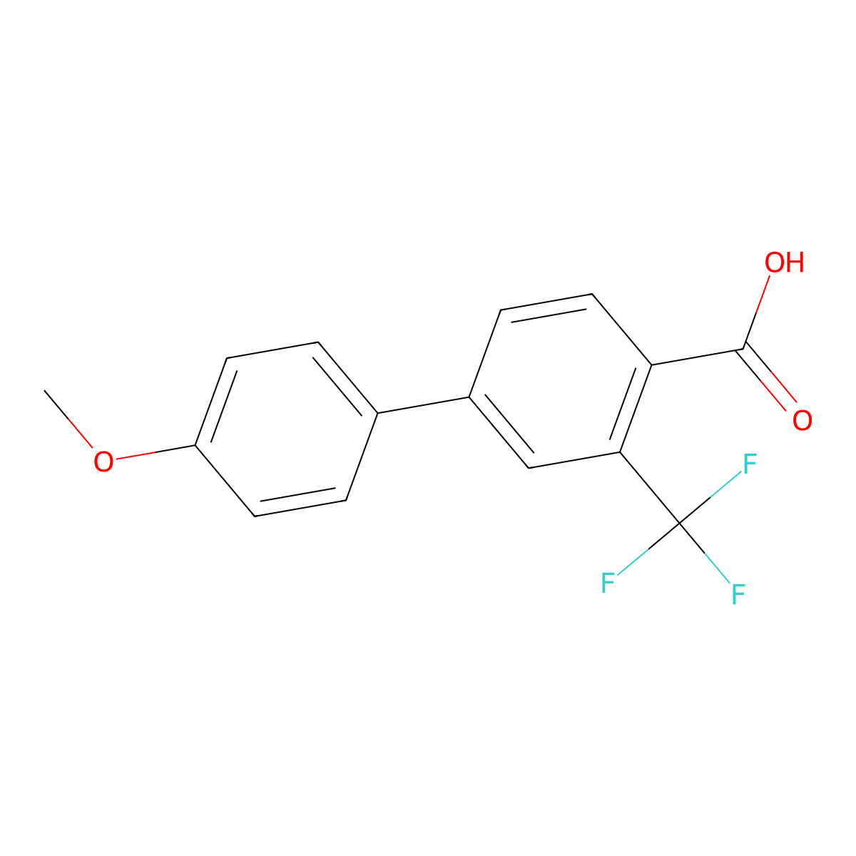 4'-Methoxy-3-(trifluoromethyl)-[1,1'-biphenyl]-4-carboxylic acid molecular structure, CAS 1965449-57-3
