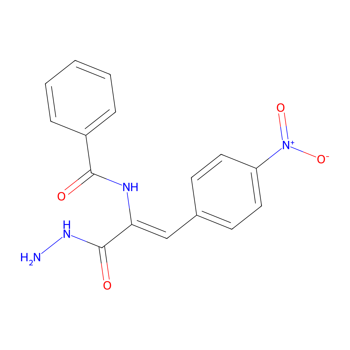 N-[3-hydrazinyl-1-(4-nitrophenyl)-3-oxoprop-1-en-2-yl]benzamide molecular structure, CAS 19655-74-4