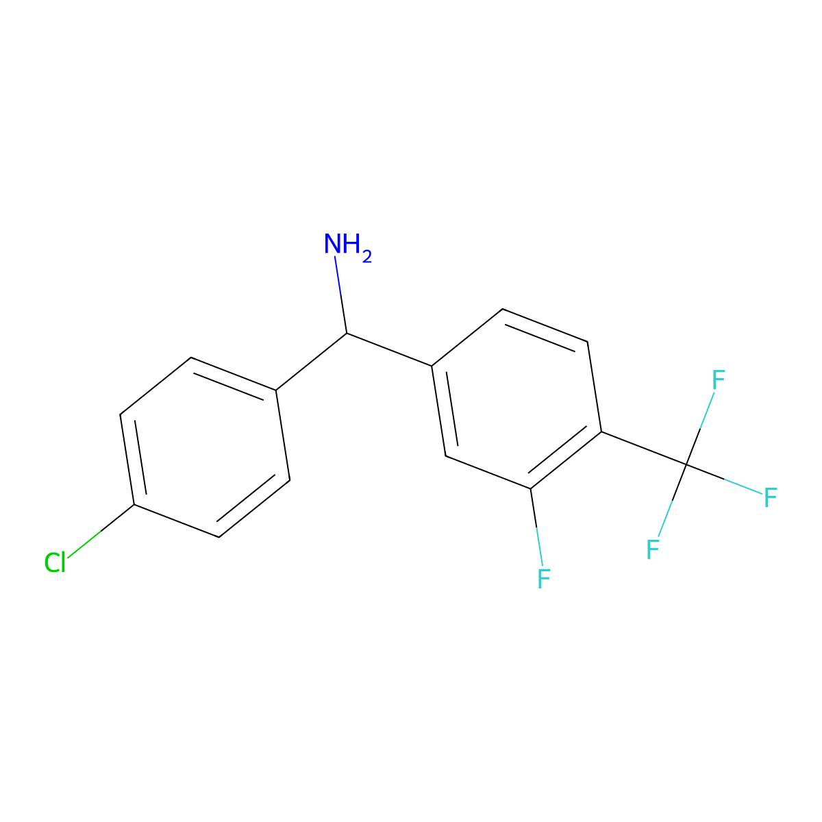 1-(4-Chlorophenyl)-1-[3-fluoro-4-(trifluoromethyl)phenyl]methanamine molecular structure, CAS 1965544-05-1