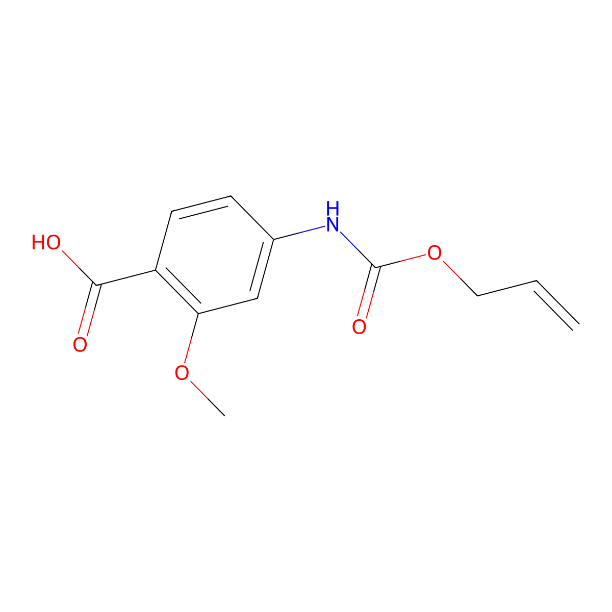 2-Methoxy-4-{[(prop-2-en-1-yloxy)carbonyl]amino}benzoic acid molecular structure, CAS 1965901-91-0