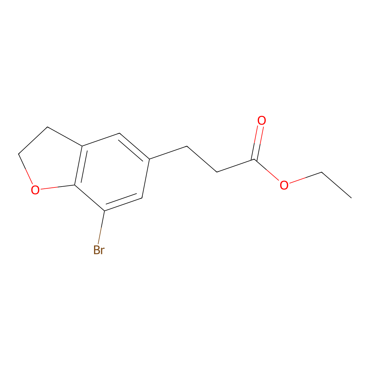 Ethyl 3-(7-bromo-2,3-dihydro-1-benzofuran-5-YL)propanoate molecular structure, CAS 196597-67-8