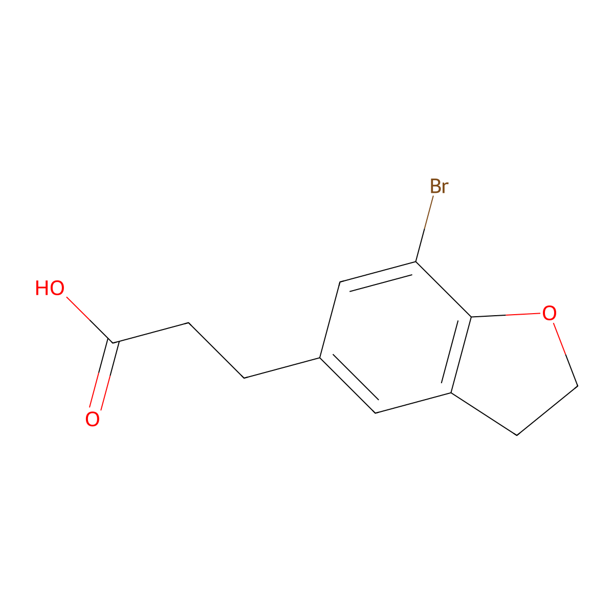 3-(7-Bromo-2,3-dihydro-1-benzofuran-5-yl)propanoic acid molecular structure, CAS 196597-68-9