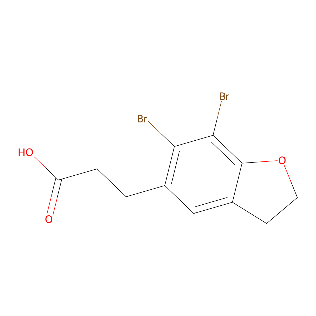 3-(6,7-dibromo-2,3-dihydrobenzofuran-5-yl)propanoic Acid molecular structure, CAS 196597-76-9