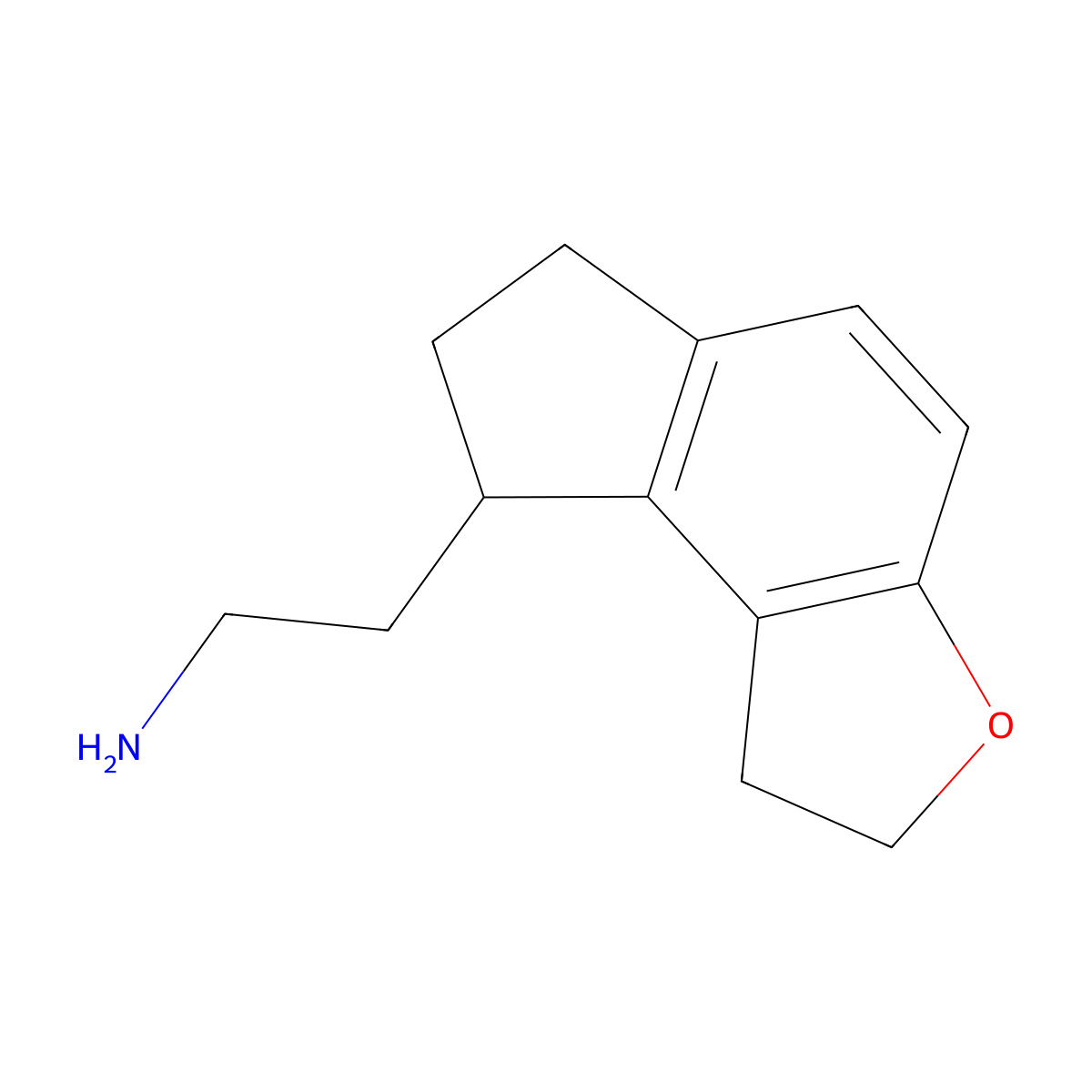(8S)-1,6,7,8-Tetrahydro-2H-indeno(5,4-b)furan-8-ethanamine molecular structure, CAS 196597-81-6