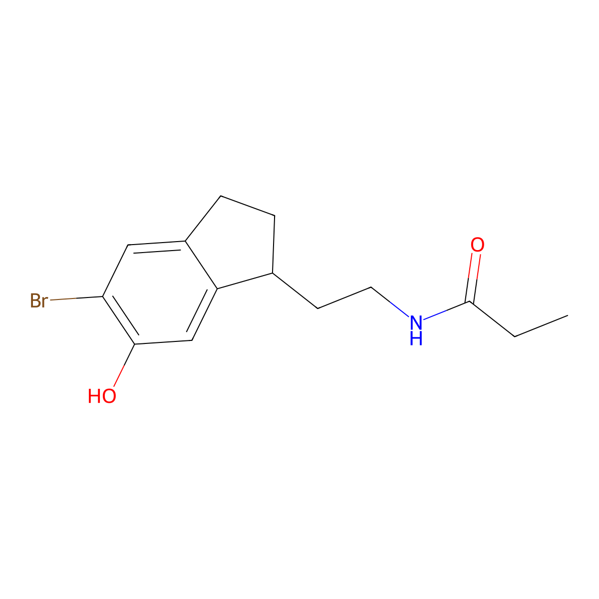 (S)-N-[2-(5-Bromo-2,3-dihydro-6-hydroxy-1H-inden-1-YL)ethyl]propanamide molecular structure, CAS 196597-84-9