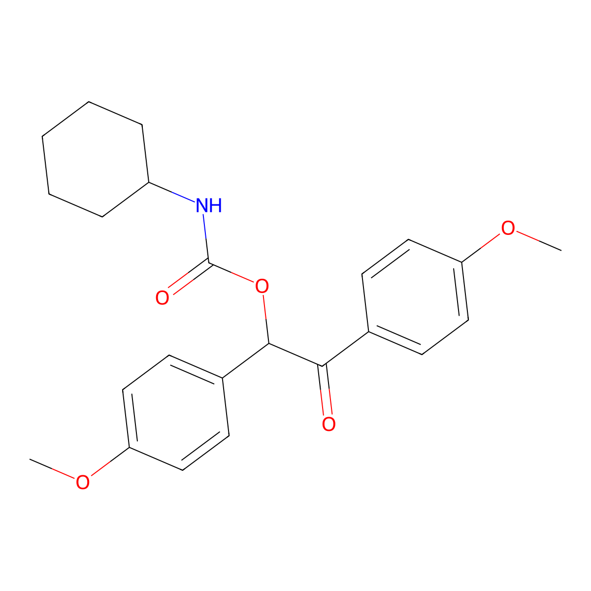 1,2-Bis(4-methoxyphenyl)-2-oxoethyl Cyclohexylcarbamate molecular structure, CAS 196599-80-1